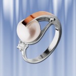 Ring with pearls silver & gold