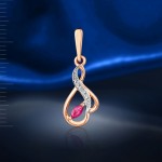 Gold pendant "Harmony". Diamonds and ruby