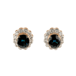 Goldene Ohrringe mit Saphiren und Diamanten