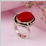 Zilveren ring met koralen