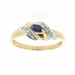 Gold ring with sapphire and diamonds