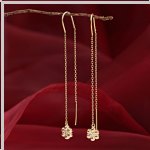 Argent doré. Boucles d'oreilles à tirer. Zircone