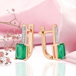 Gold earrings 585 agate diamonds