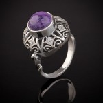 Ring with Charoite silver