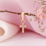 Russian gold 585 gold cross for children Zirconia