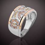 Ring with fianites. Silver Gold