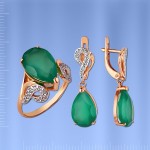Золотой комплект с хризопразом