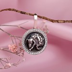 Silver zodiac pendant "Taurus". Zirconia & Enamel