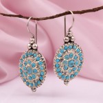 Silver earrings with turquoise "charm"
