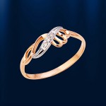 Χρυσό δαχτυλίδι με διαμάντια. Διχρωμία