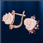 Серьги с драгоценными камнями. Красное золото