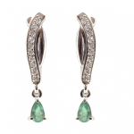 Golden earrings with emeralds and diamonds