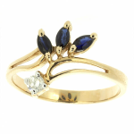 Золотое кольцо с сапфирами и бриллиантом