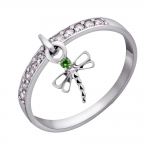 Anillo dorado 'Dragonfly' con esmeralda y diamantes