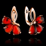 Gold-plated silver earrings “Buendel”. Amber