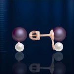 Boucles d'oreilles clous en or rose avec perles