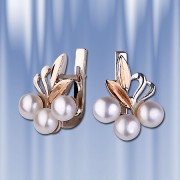Ohrringe mit Perlen „Magnolia“. Gold-Silber