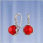 Pendientes con coral. Plata