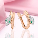 Gold earrings 585 emeralds and diamonds