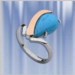 Bague avec turquoise. Argent Or