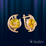 Русские серьги золото с янтарем.
