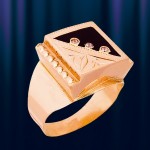 Pánský prsten vyrobený z červeného zlata 585 se zirkony