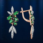 Earrings with allanite & fianite. Bicolor