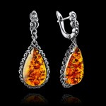 Silver earrings “Amber Tears”