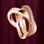 Prstan iz roza zlata Gianni Lazzaro Mercury z diamanti