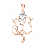 Gouden hanger "Kittens in Love" met diamant