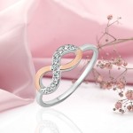 Silver ring with gold & zirconia "Infinity"