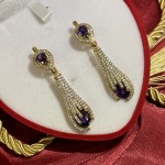 Gold-plated silver earrings with amethyst and zirconia