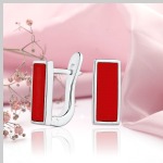 Silver earrings "Elegance". Coral