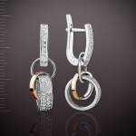 Earrings with fianites silver & gold
