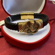 Stylisches Armband aus Leder und Edelstahl „Cobra“