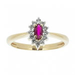 Gold ring with ruby ​​and diamonds