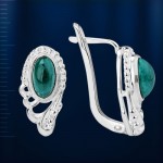Russian silver earrings with malahite