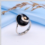 Anillo de plata con inserción de oro y aventurina azul "Cairo Night"