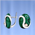 Серебряные и золотые серьги с малахитом
