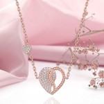 Gold-plated silver necklace "Heart". Zirconia