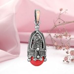 Silver pendant incense with coral and gold