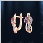 Серьги с аметистом. Биколор