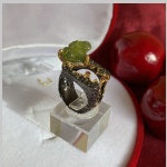 Bague en argent plaqué or avec chrysolite & zircone
