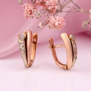 Gold earrings with zirconia