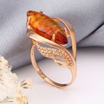 Anello in argento placcato oro 925 con ambra SOKOLOV