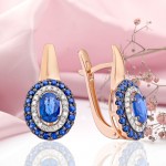 Gold earrings in Germany diamonds and sapphire