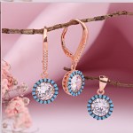 Argent plaqué or serti de Swarovski®, zircone et turquoise