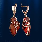 Серьги с янтарем Русское золото