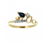 Χρυσό δαχτυλίδι με ζαφείρι και διαμάντια