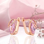 Pendientes de oro ruso 585 de oro rosa con circonitas